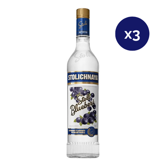 Vodka - Stolichnaya - Caja 3 - Bluberri - 750cc